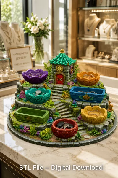 Fantasy Village Jewelry Organizer STL File for 3D Print - Model preview 3