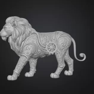 Ornate Lion Statue (High Detail) - Model thumbnail 2