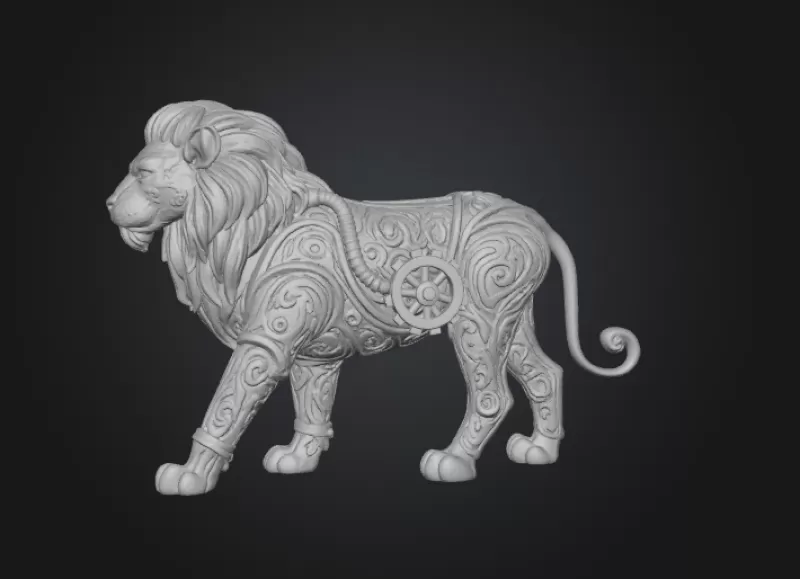 Ornate Lion Statue (High Detail) - Model preview 2