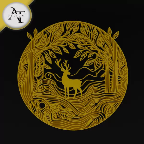 Deer In Nature - Line Art - 2D Wall Art Decor - Model preview 1