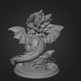 Sun Dragon STL File 3D Printable Fantasy Dragon Figurine - Model thumbnail 11