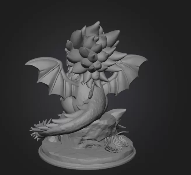 Sun Dragon STL File 3D Printable Fantasy Dragon Figurine - Model preview 11