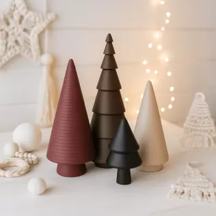 Minimal Christmas Tree Decor Set | 4 pcs Modern Holiday Trees