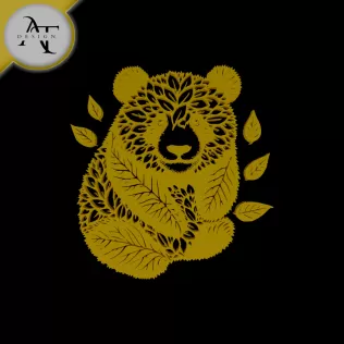 Panda - Leaves - Silhouette - 2D Wall Art Decor