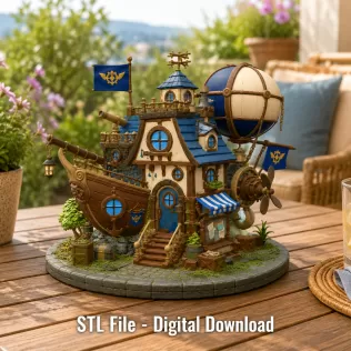 Sky Captain Airship House STL File for 3D Print - Model thumbnail 3