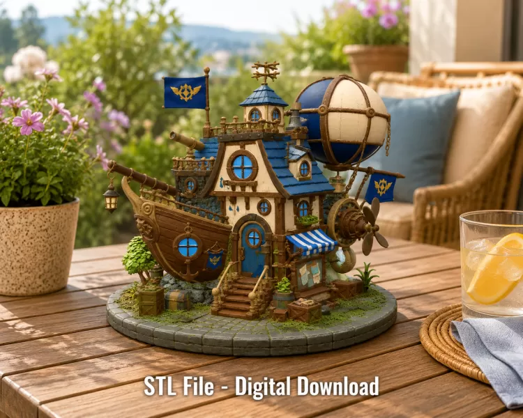 Sky Captain Airship House STL File for 3D Print - Model preview 3