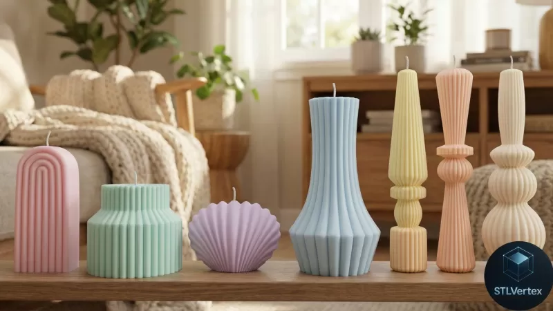 Traditional Candles 3D Printable Model - Model preview 1