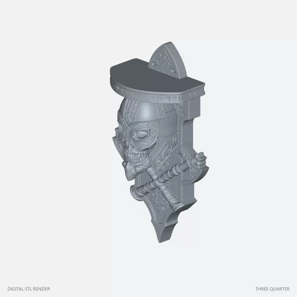 Skull and Sword Shelf-Shaped Ornament - STL - Model preview 1