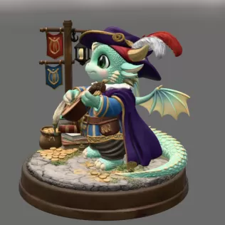 Mystic Bard Dragon STL File for 3D Printing - Model thumbnail 5
