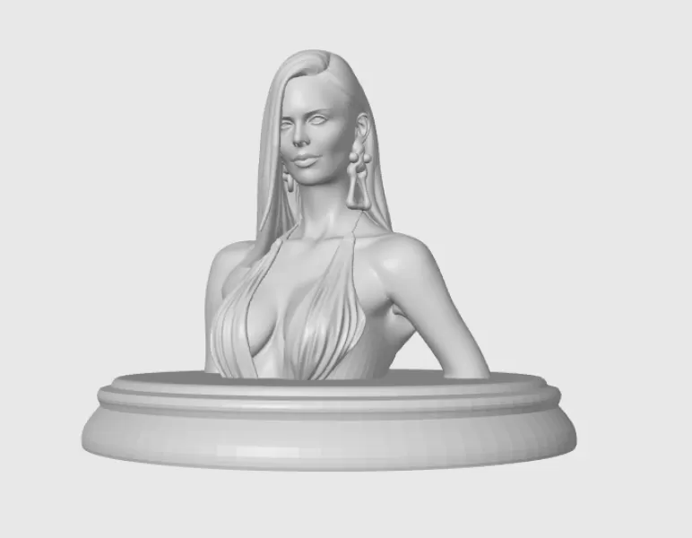 Charlize Theron 3D Bust - Model preview 3