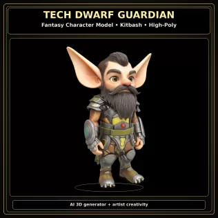 Fantasy Dwarf Warrior Pack – Fantasy Character Model Kitbash - Model thumbnail 4