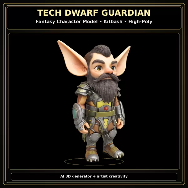 Fantasy Dwarf Warrior Pack – Fantasy Character Model Kitbash - Model preview 4