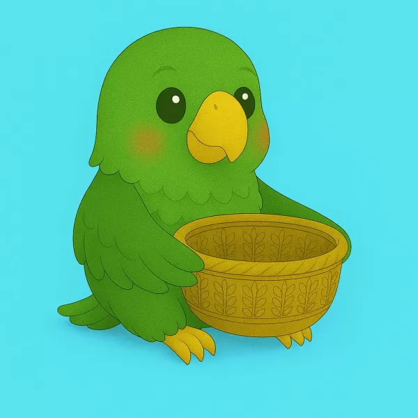 Parrot Holding Gift Basket - Model preview 1