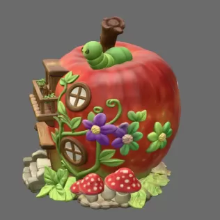 Enchanted Apple Cottage STL File 3D Printable - Model thumbnail 4
