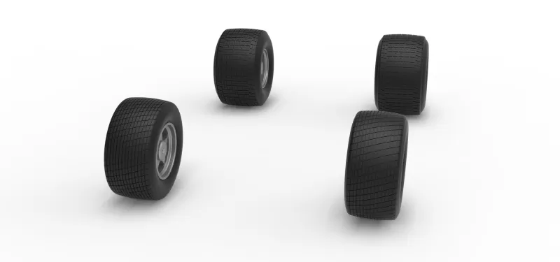 Wheel Set of Vintage Dirt late model Race car V4 Scale 1:25 - Model preview 4