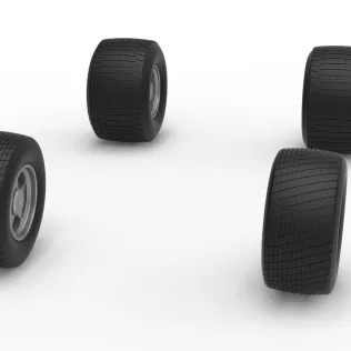 Wheel Set of Vintage Dirt late model Race car V4 Scale 1:25 - Model thumbnail 4