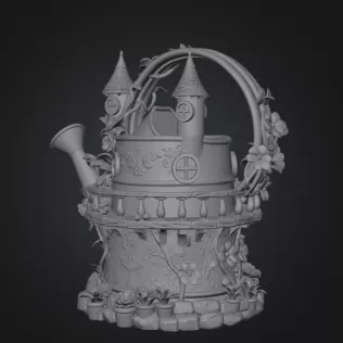 Enchanted Watering Can House STL File for 3D Printing - Model thumbnail 10