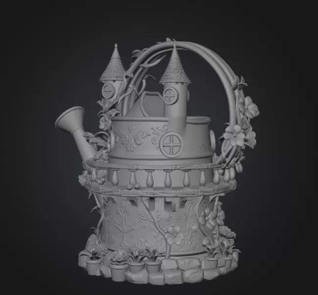 Enchanted Watering Can House STL File for 3D Printing - Model preview 10