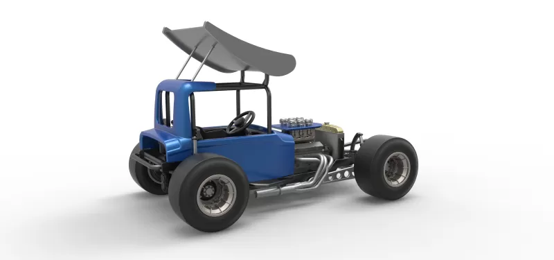 Vintage Winged Supermodified stock car Version 2 Scale 1:25 - Model preview 20