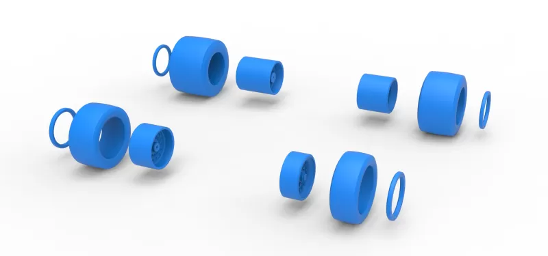 Wheel Set of Vintage Pavement Silver Crown Car Scale 1:25 - Model preview 10