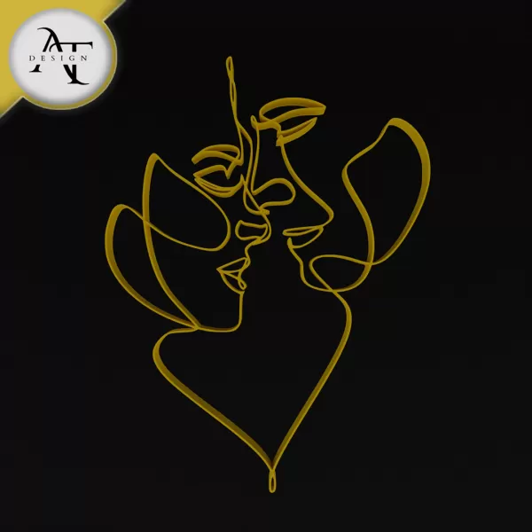 Couple Love - Line Art - 2D Wall Art Decor - Model preview 1