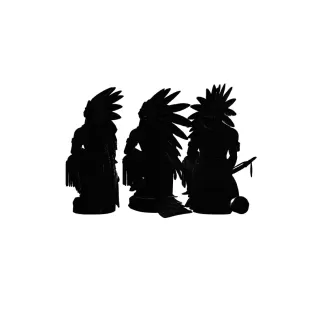 Three Native Indian People Sitting Traditional Cultural Sculptur - Model thumbnail 2