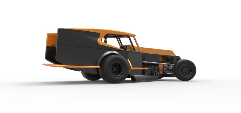 Vintage Dirt Modified stock car Version 5 while turning 1:25 - Model preview 21