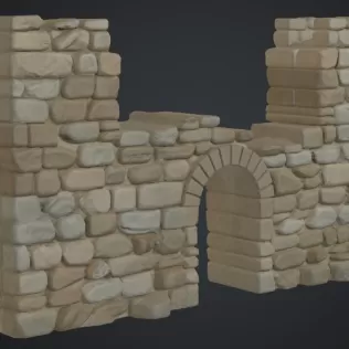 Stadtorruine mit tor ,teilweise zerfallen - Model thumbnail 2
