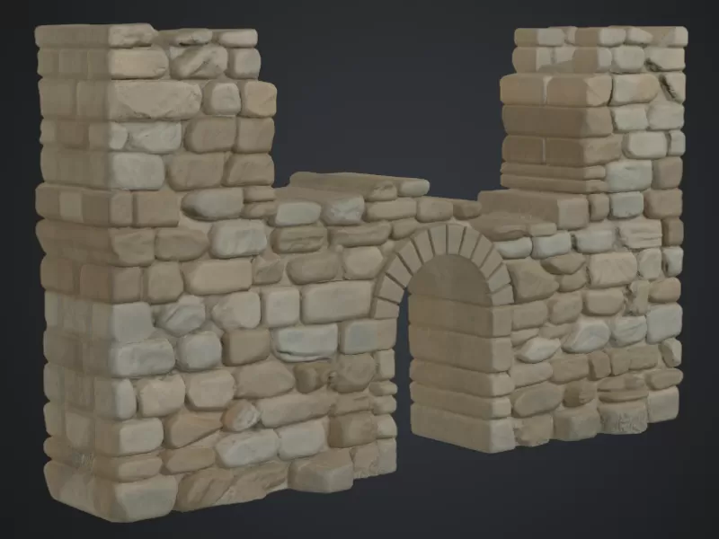 Stadtorruine mit tor ,teilweise zerfallen - Model preview 2