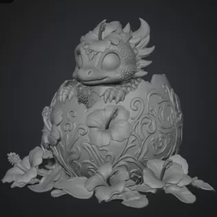 Hibiscus Hatchling Dragon STL File for 3D Print - Model thumbnail 14