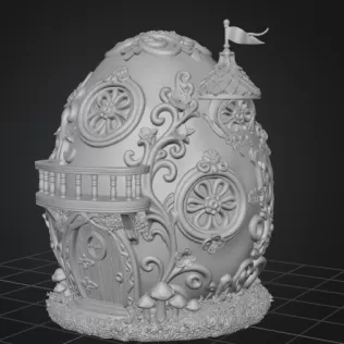 Fantasy Egg House STL File – 3D Printable Easter Decoration - Model thumbnail 8