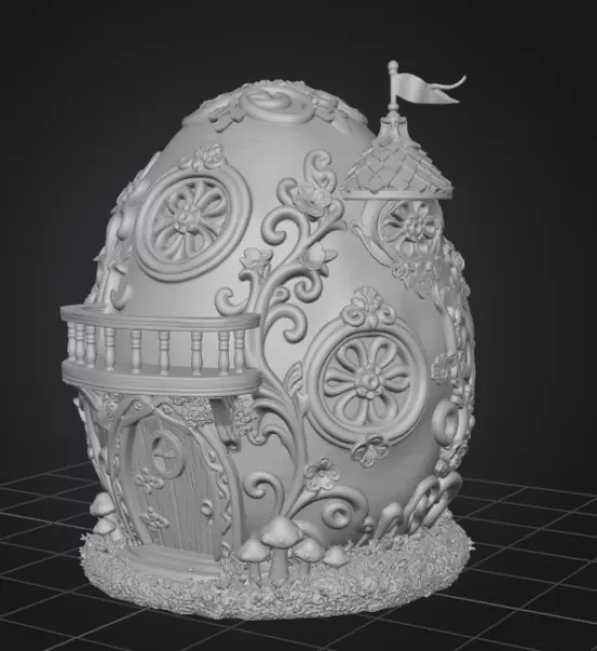 Fantasy Egg House STL File – 3D Printable Easter Decoration - Model preview 8