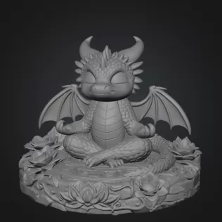 Meditating Baby Dragon STL File for 3D Print - Model thumbnail 8
