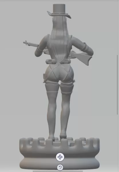 steampunk girl figurine - Model preview 3