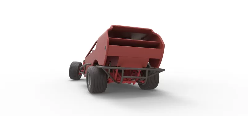 Vintage Dirt Modified stock car Version 4 while turning 1:25 - Model preview 15