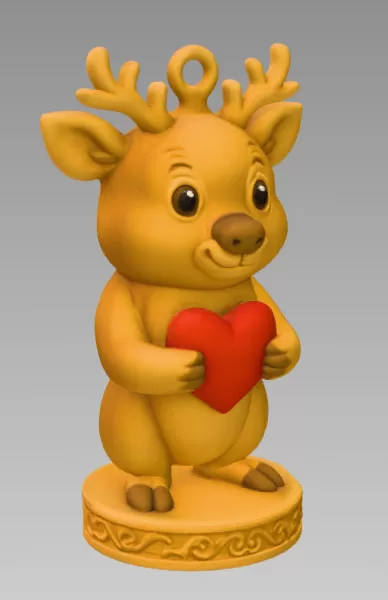Cute Deer with Heart – 3D Printable STL File - Model preview 7