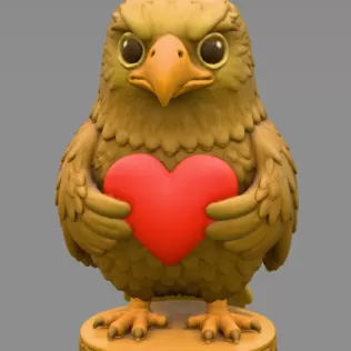 Cute Eagle with Heart – 3D Printable STL File - Model thumbnail 3