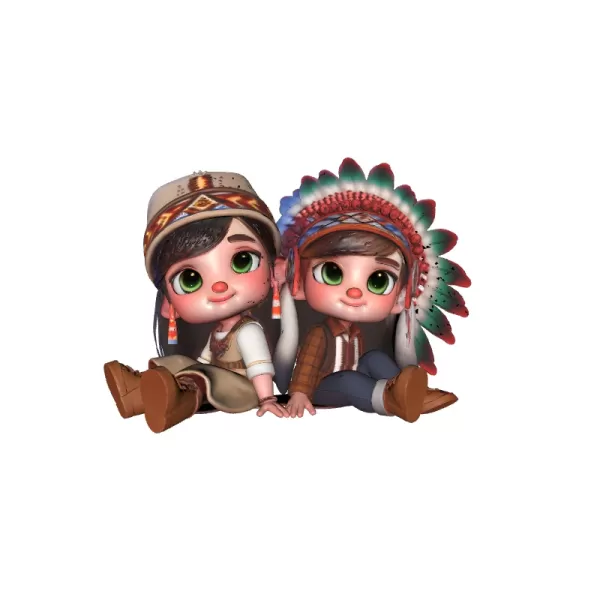Sad Apache Kids 3D Model - Model preview 3