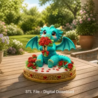 Romantic Dragon STL File for 3D Print - Model thumbnail 2