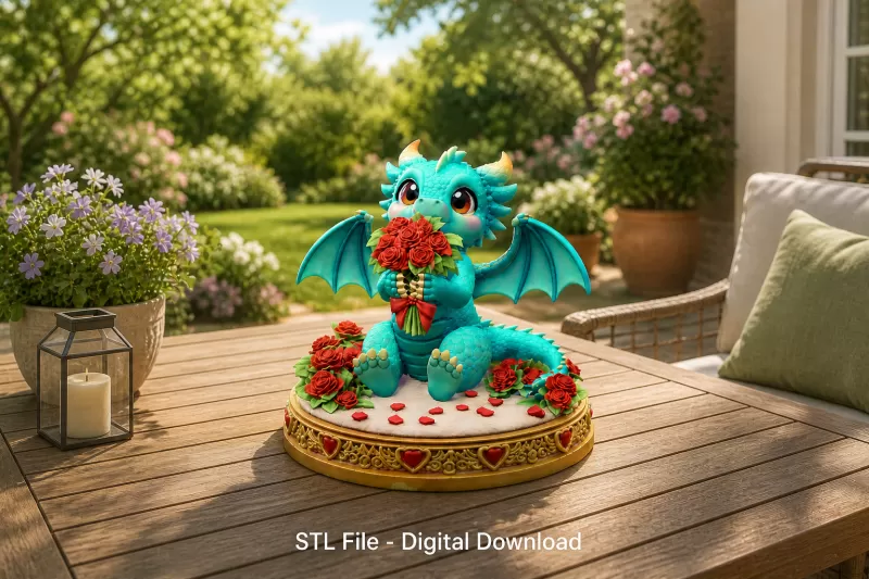 Romantic Dragon STL File for 3D Print - Model preview 2