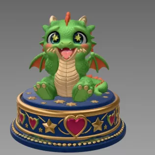 Excited Baby Dragon STL File for 3D Printing - Model thumbnail 3