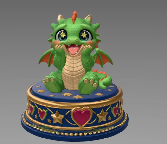 Excited Baby Dragon STL File for 3D Printing - Model preview 3