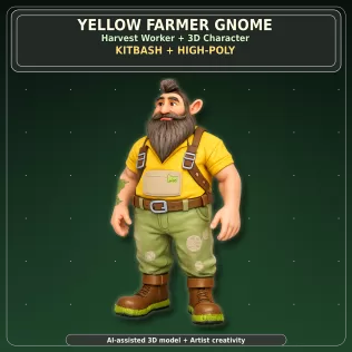 Garden Gnome Character Pack – Fantasy Garden Worker Kitbash - Model thumbnail 12