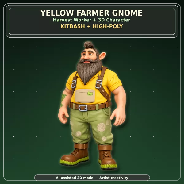 Garden Gnome Character Pack – Fantasy Garden Worker Kitbash - Model preview 12