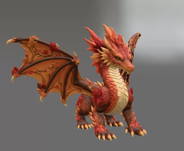 Autumn Ember Dragon STL File for 3D Print - Model preview 10