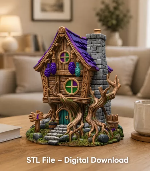 Enchanted Vineyard Cottage STL File for 3D Print - Model preview 2
