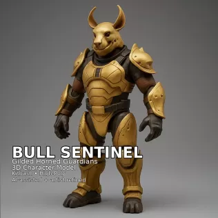 Golden Beast Guardians – Gilded Horned Character Pack (10 Models - Model thumbnail 4