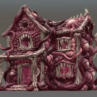 Flesh Monster Cottage STL for 3D Printing - Model thumbnail 3