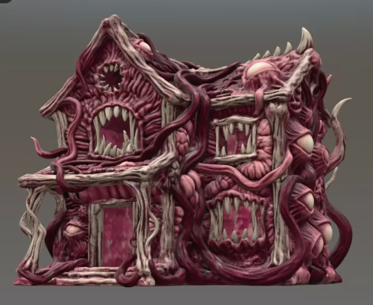 Flesh Monster Cottage STL for 3D Printing - Model preview 3