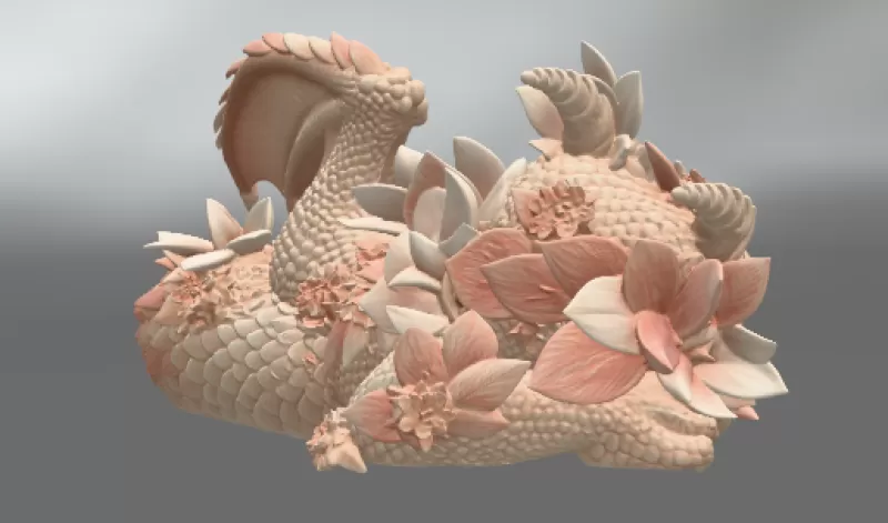 Peach Baby Blossom Dragon STL File for 3D Print - Model preview 9